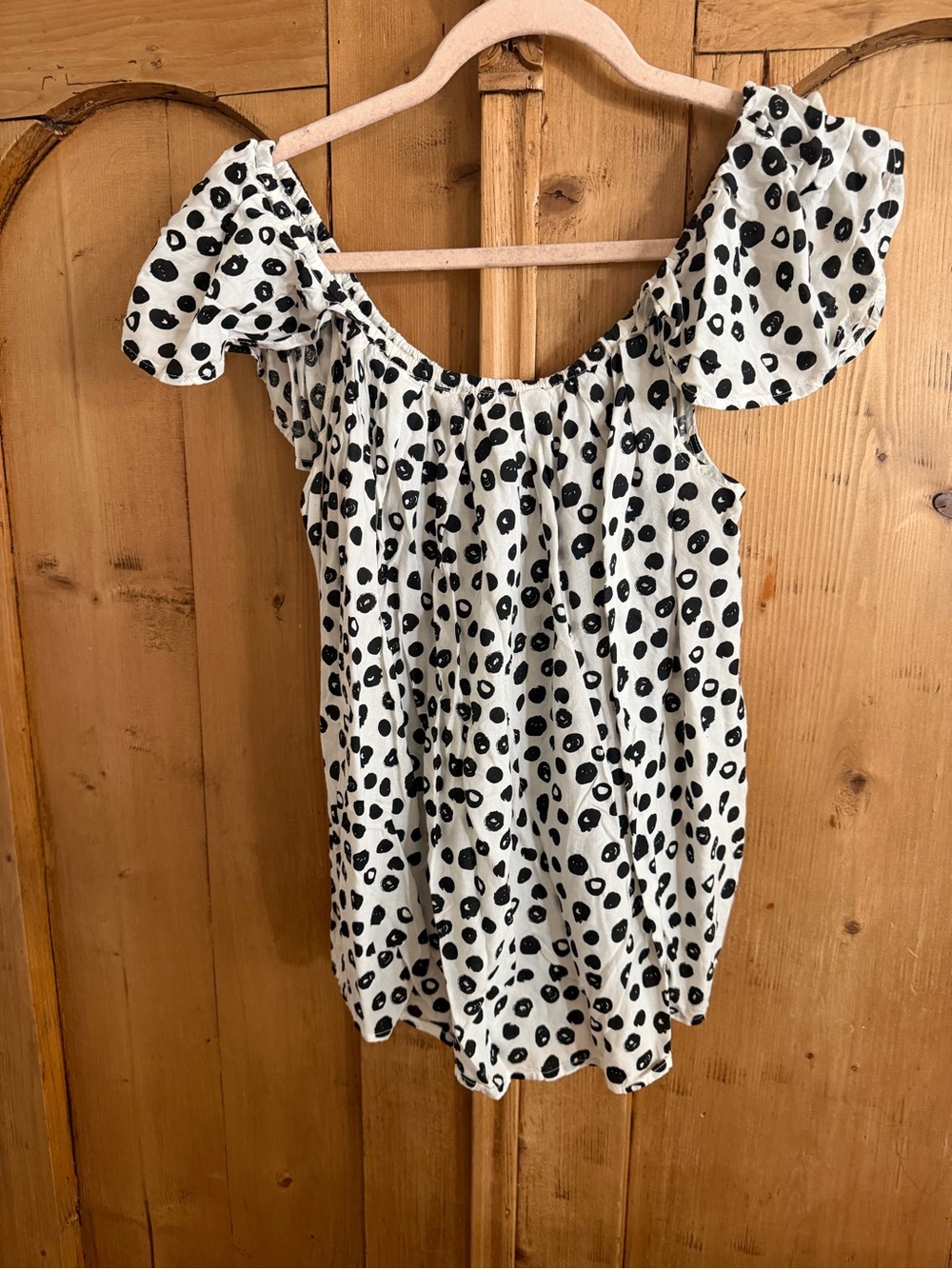 Maeve White Tank Top with Black Polka Dot Print